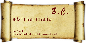 Bálint Cintia névjegykártya