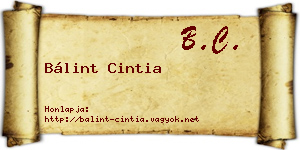 Bálint Cintia névjegykártya
